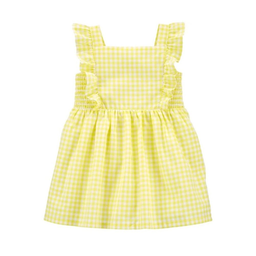 Carters Toddler Girls Yellow & White Gingham Dress Size 5T